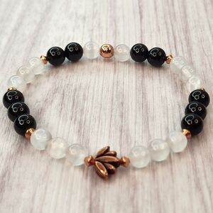 Crystal Bracelet Stretch Women's Tourmaline Selenite Copper 6mm‎ 7in Gift Box